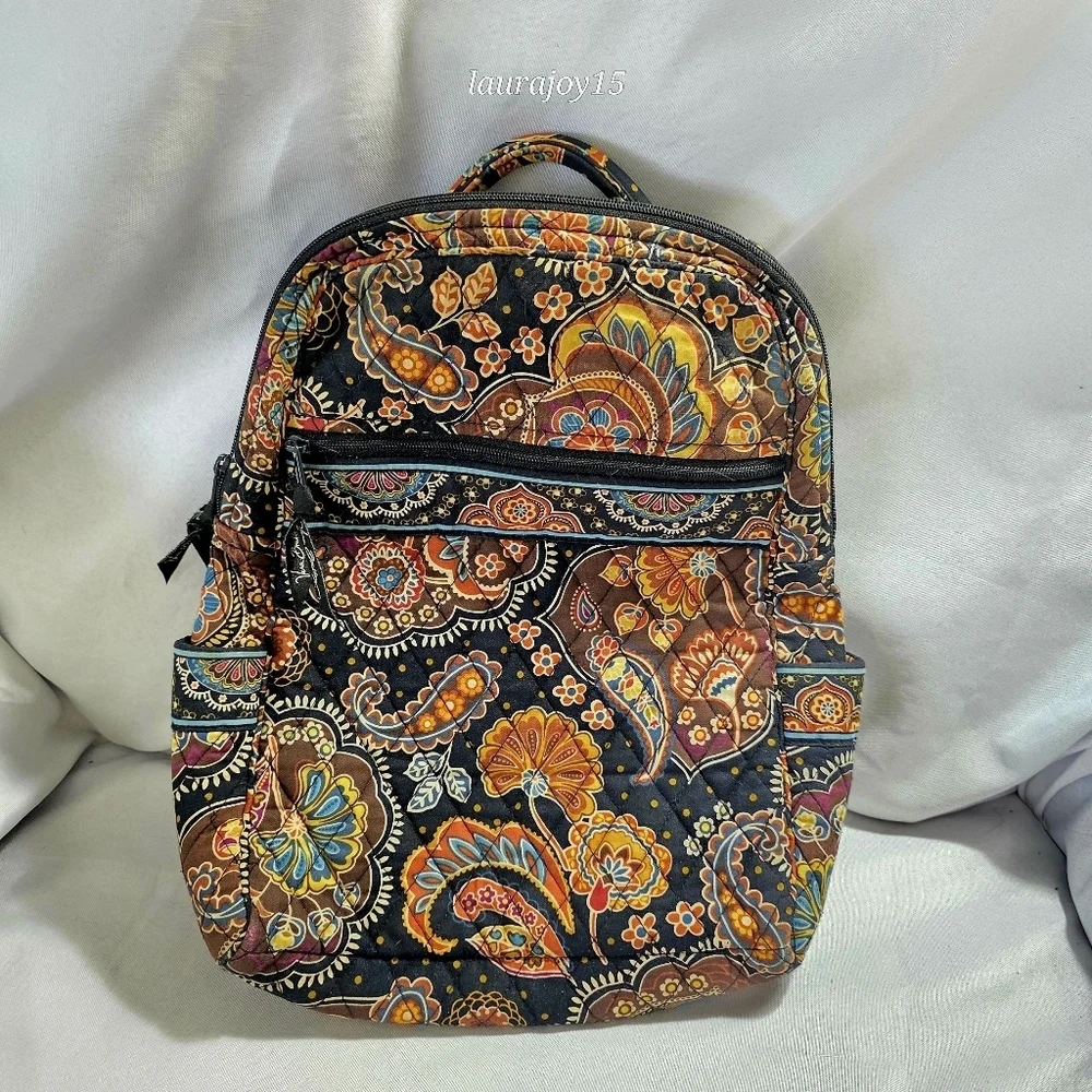 Vera Bradley Black-Paisley Quilted Backpack Vara Bradley Factory Style Essential Compact Backpack  main image 2